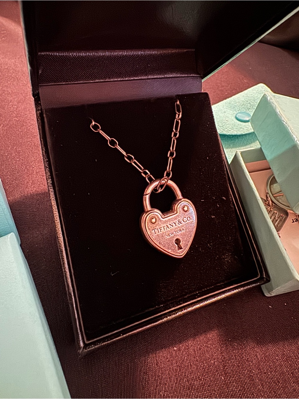 925 Tiffany&co Heart padLock On Original Tiffany Chain
